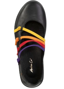 Andrea Conti Slipper mit bunten, dekorativ eingesetzten Gummizügen