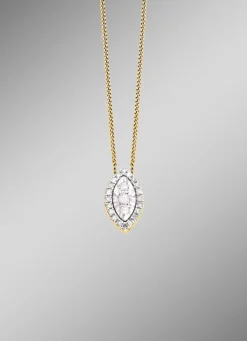 Anhänger mit 3 Brillanten, 20 Diamanten und Ankerkette