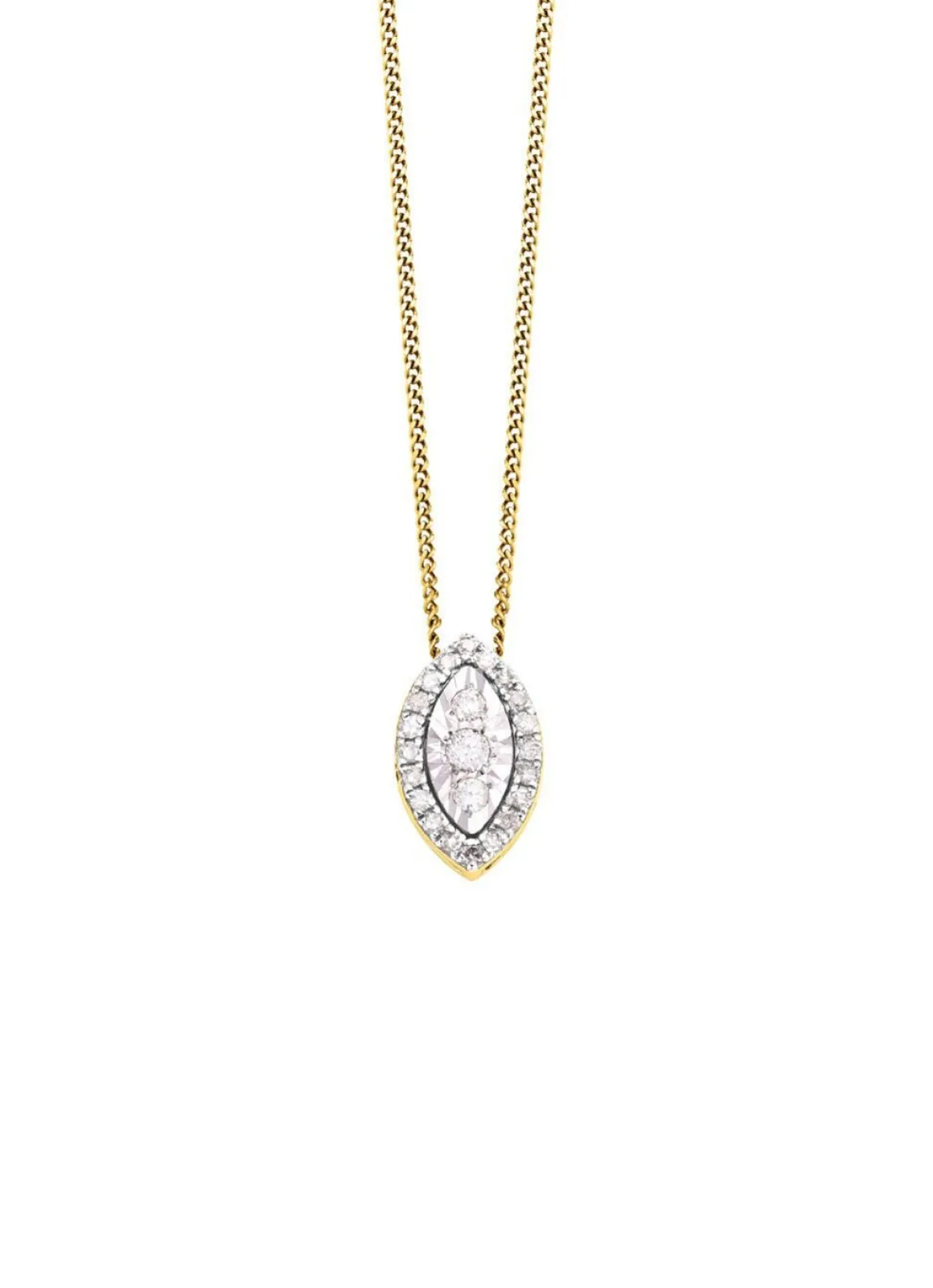 Anhänger mit 3 Brillanten, 20 Diamanten und Ankerkette