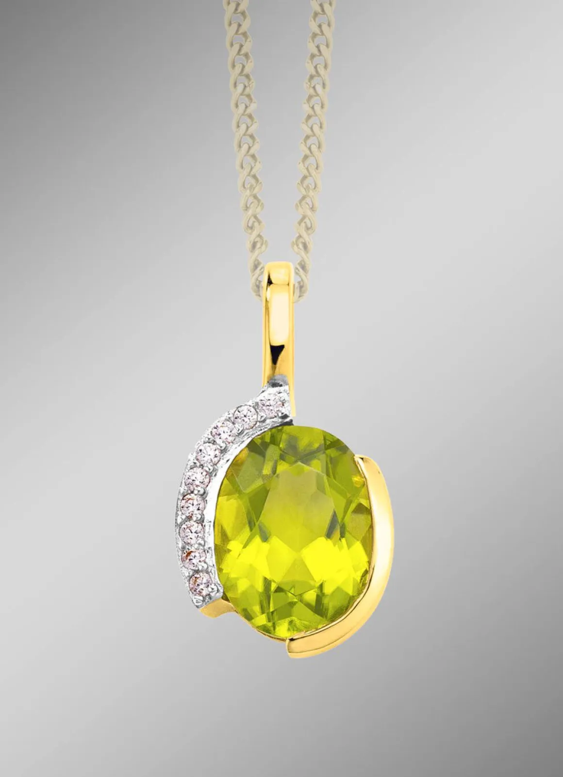 Anhänger mit echt Peridot und synth. Zirkonia