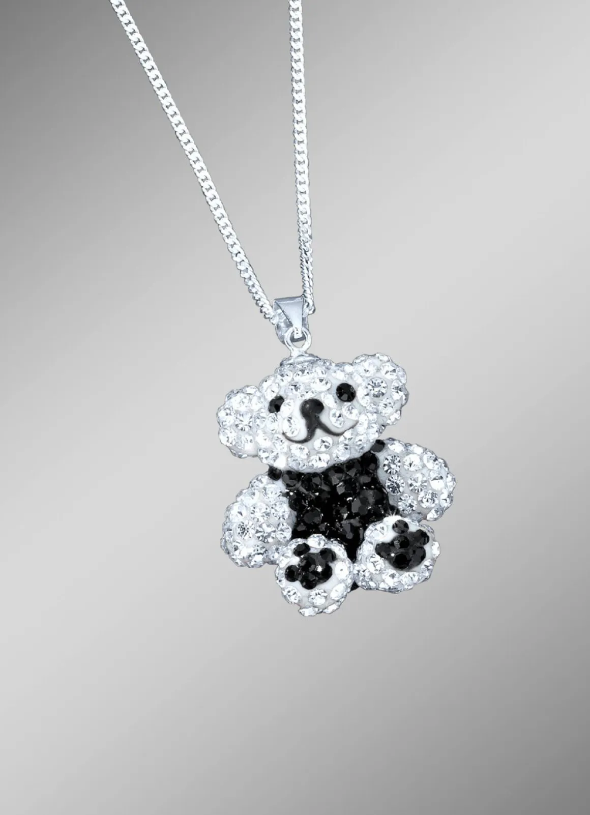 Anhänger Pandabärchen mit Kristallen und Panzerkette