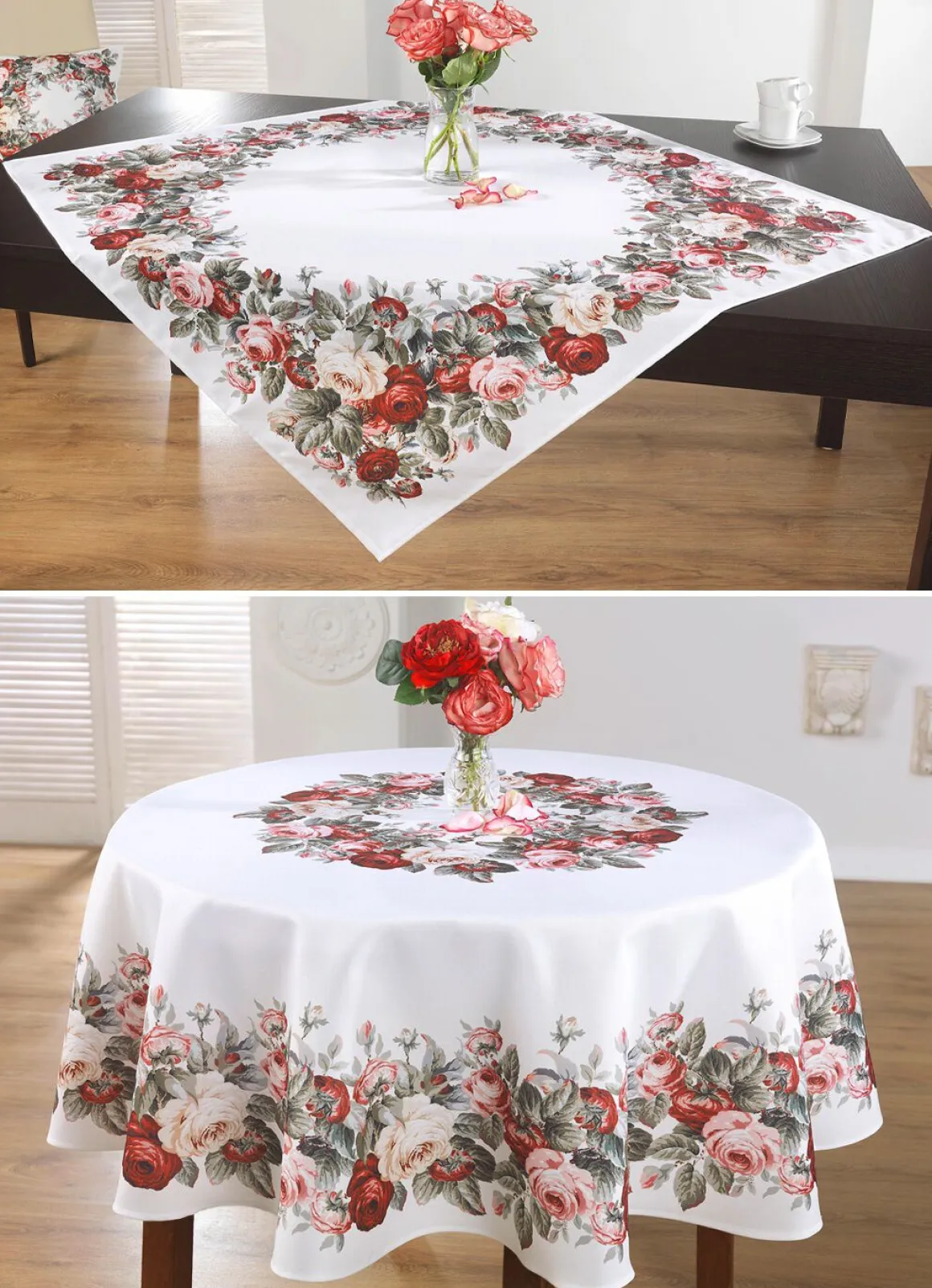 Aussdrucksstarke Tischdecke mit bezauberndem Rosen-Dessin