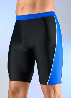 Badelongpants mit blauen Einsätzen