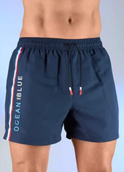 Badeshorts mit Streifenbesatz, Microfaser