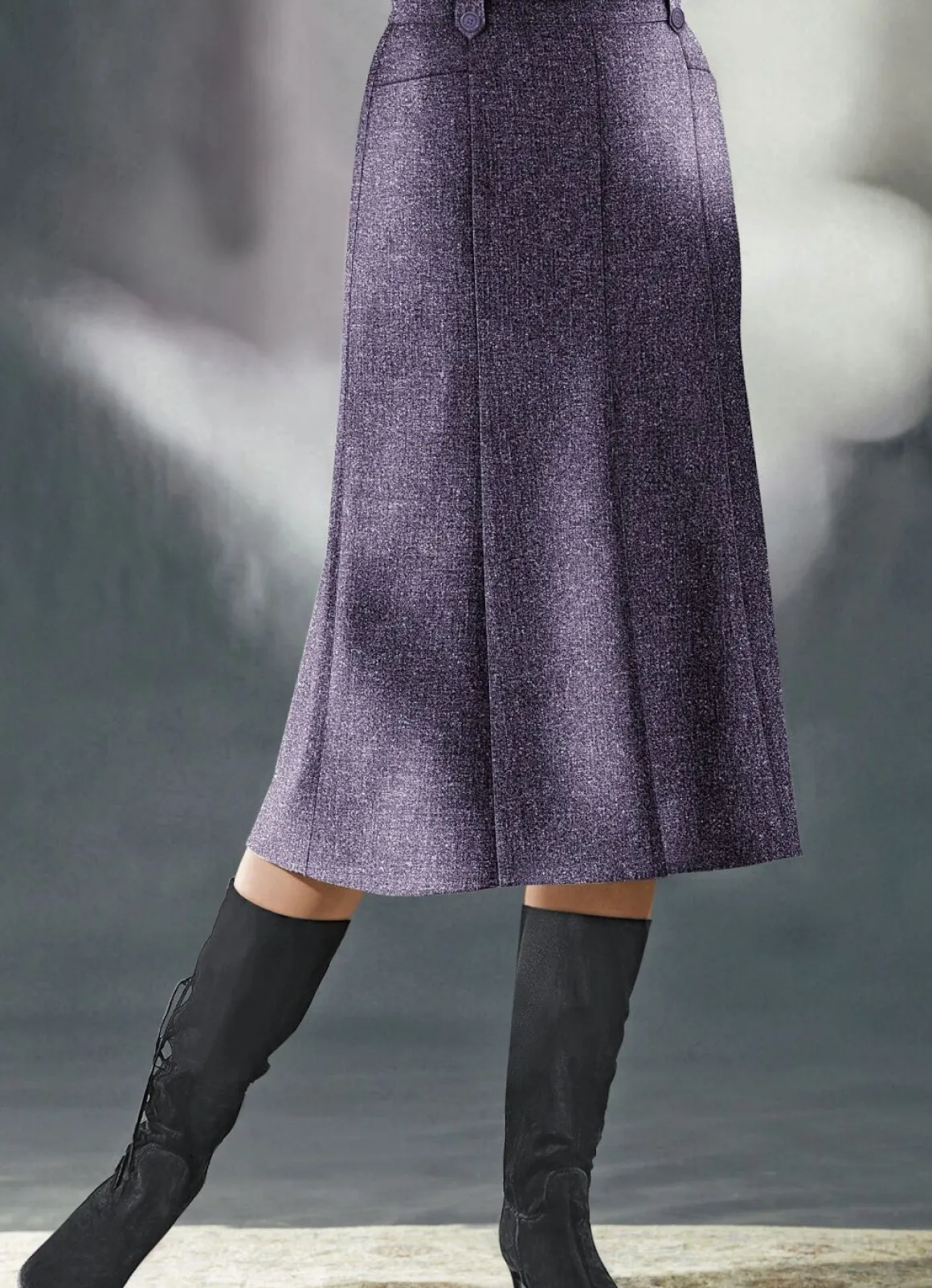 Bahnenrock in Tweed mit Boucle-Effektgarn