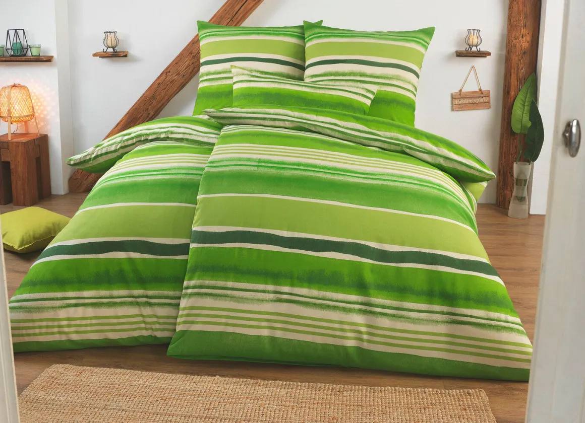 Beidseitig bedruckte Bettwäsche-Garnitur in Polycotton-Qualität
