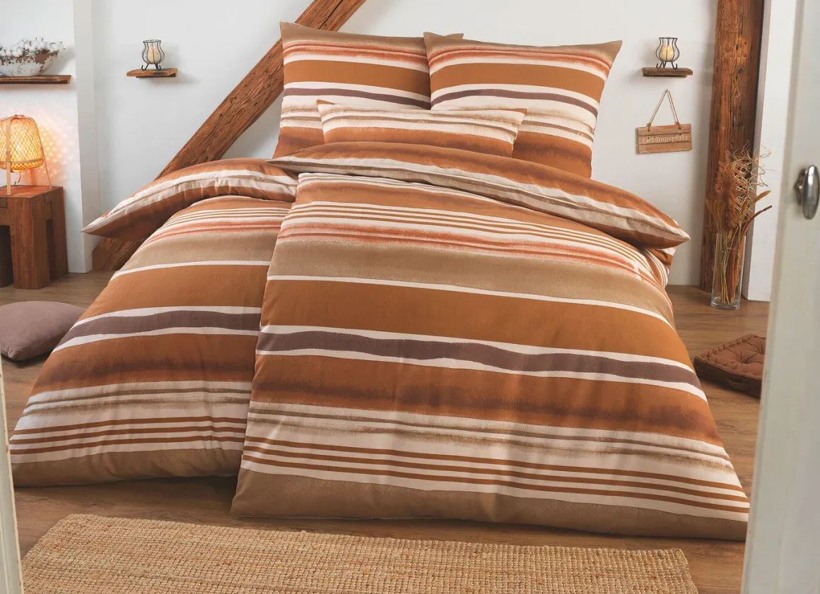 Beidseitig bedruckte Bettwäsche-Garnitur in Polycotton-Qualität