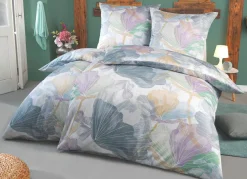 Beidseitig bedruckte Bettwäsche-Garnitur in Mako-Satin-Qualität