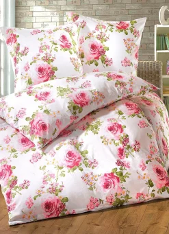 Bettwäsche-Garnitur mit Rosen-Dessin