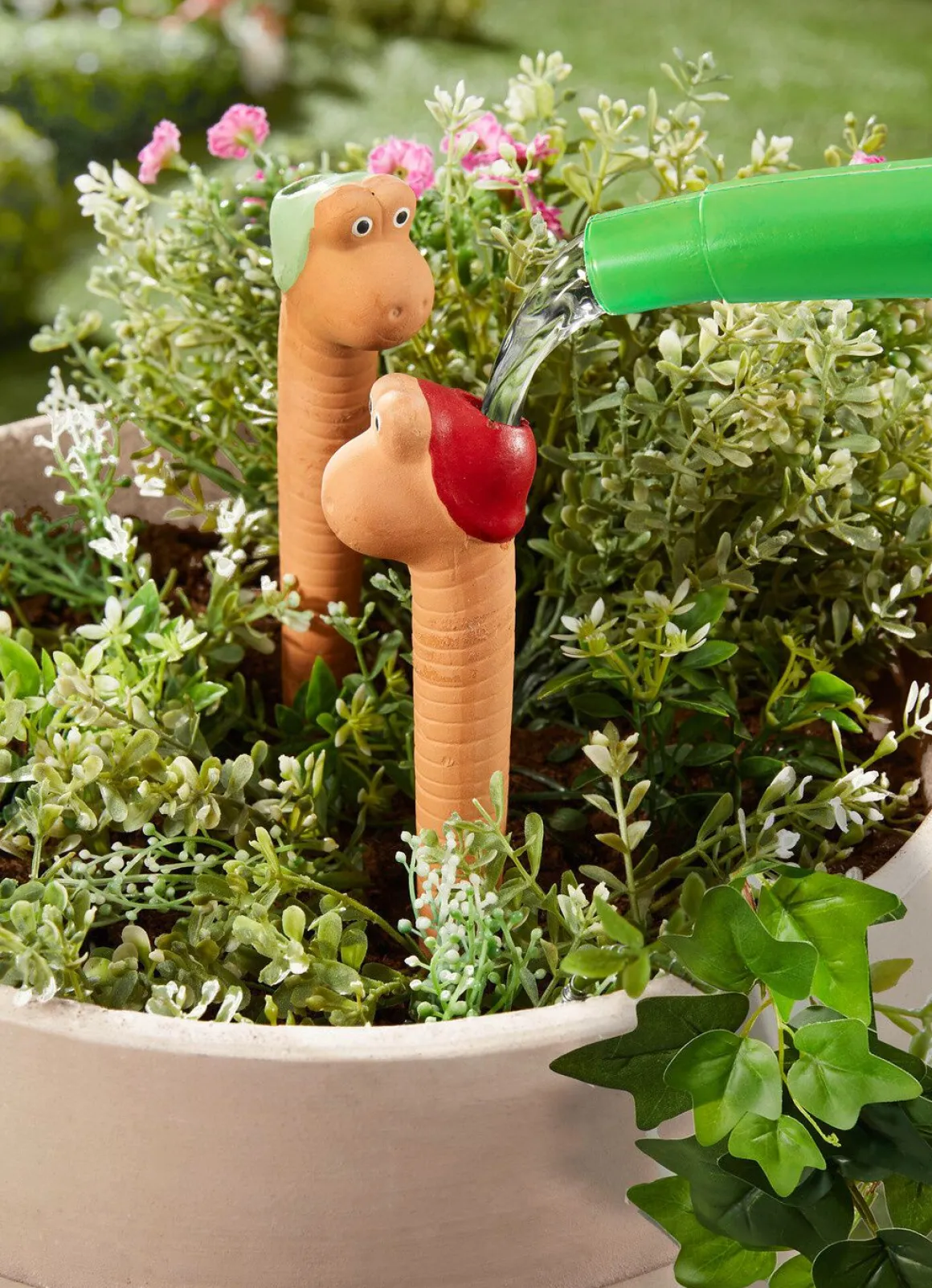Bewässerungswürmer aus Terracotta, 4er-Set