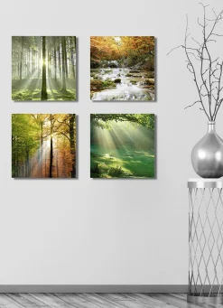 Bilder-Set, 4-teilig, mit Waldmotiven