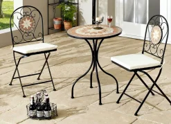 Bistro-Set Mosaik, 3-teilig, inklusive Sitzkissen