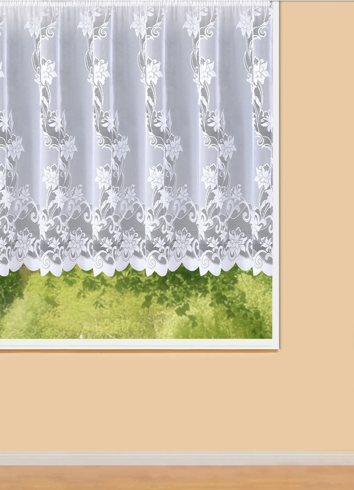 Blumenfenster-Store mit Faltenband