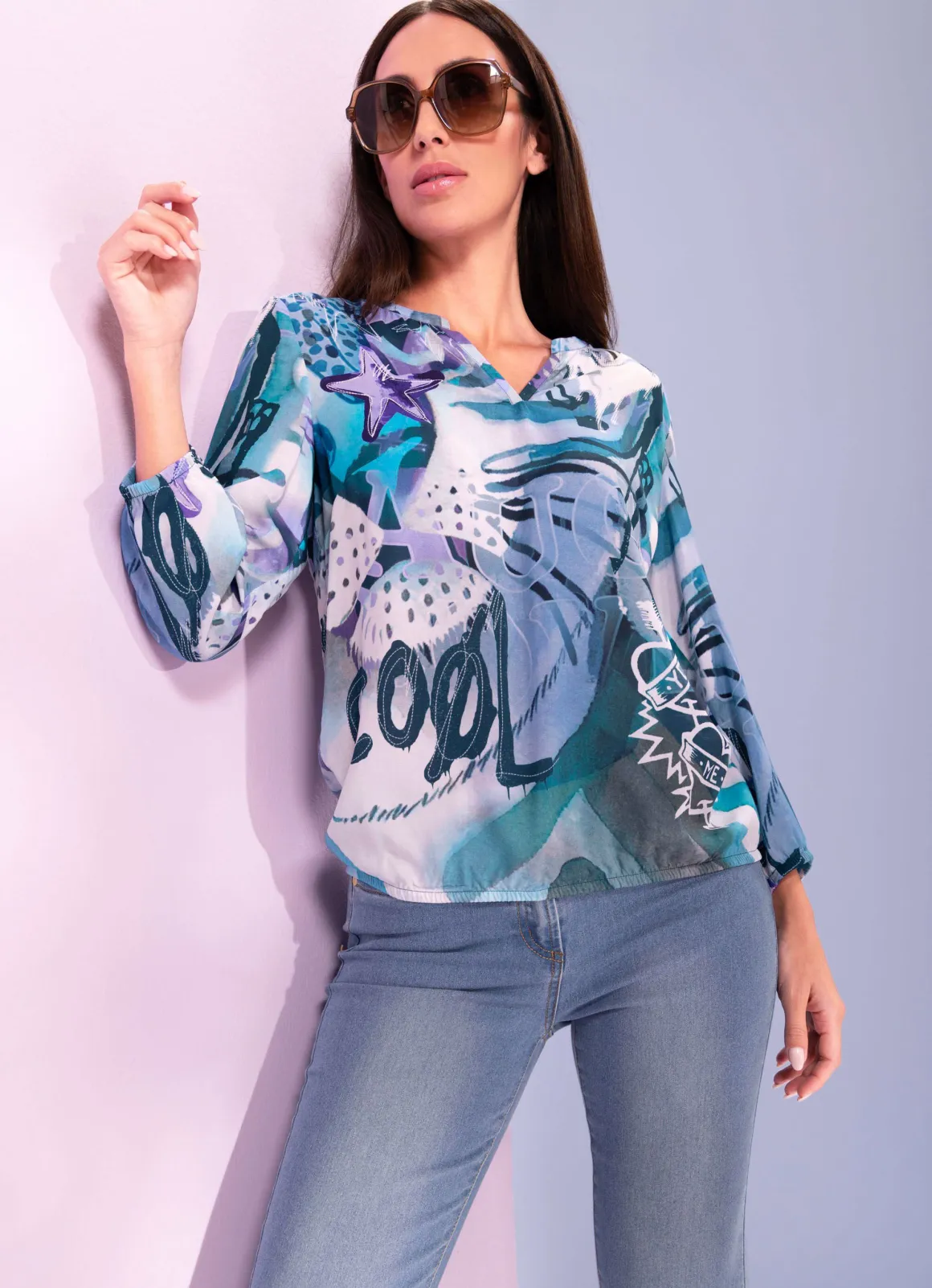 Bluse mit auffallendem Dessin