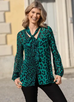 Bluse mit Schluppe zum Binden in 2 Farben