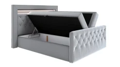 Boxspringbett mit LED-Beleuchtung, Topper und Nachttisch