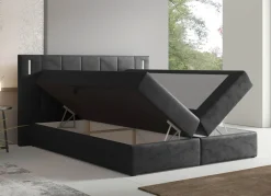Boxspringbett mit LED-Beleuchtung und Topper