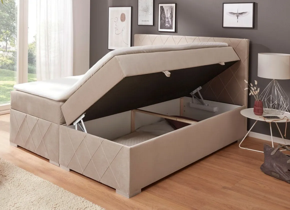 Boxspringbett mit Topper und Bettkasten