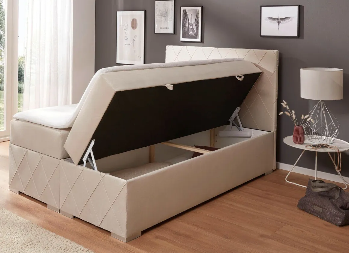 Boxspringbett mit Topper und Bettkasten