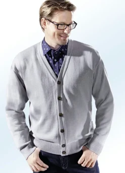 Cardigan mit durchgehender Knopfleiste in 5 Farben