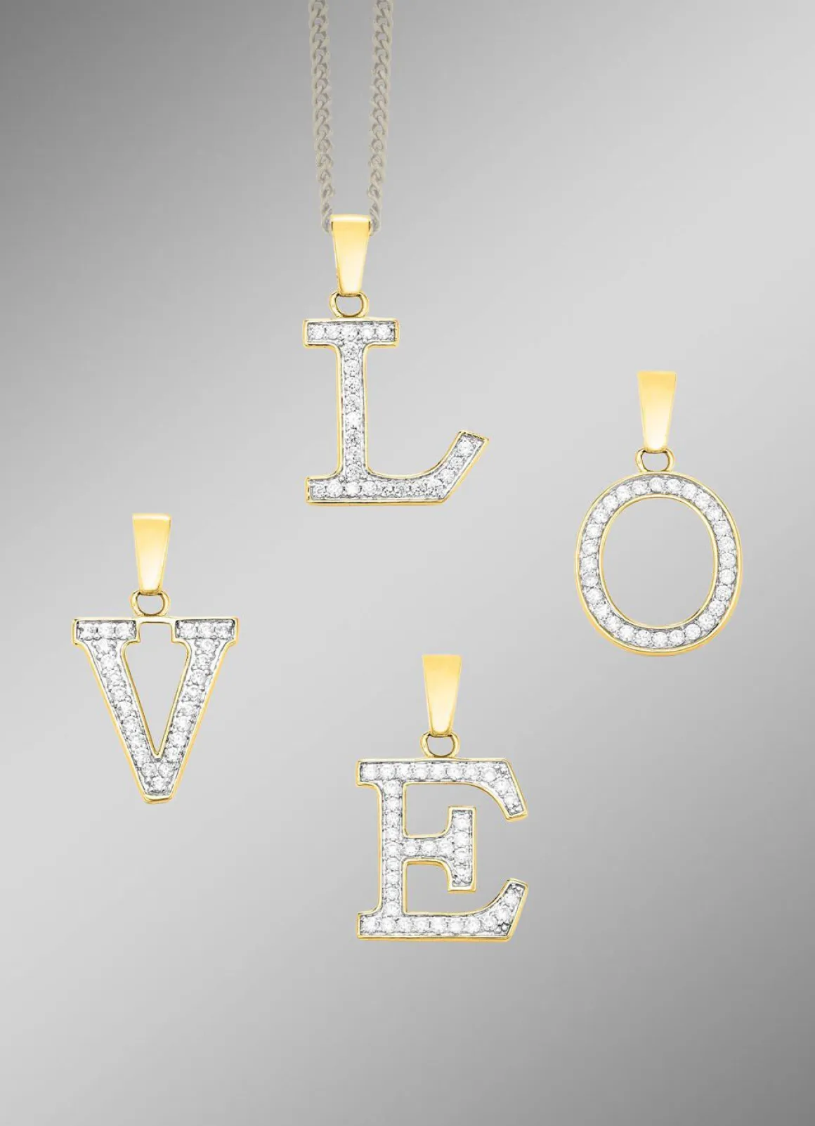 Damen-Buchstabenanhänger aus 375er Gold mit Zirkonia