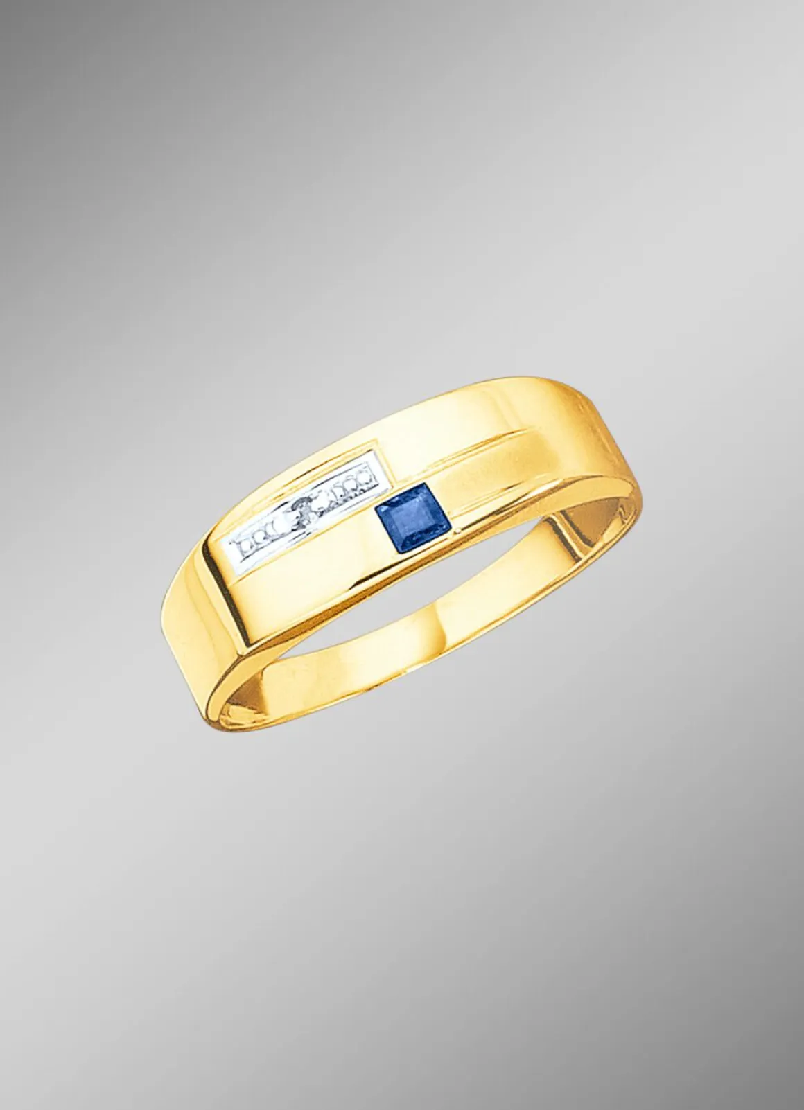 Damenring in Bicolor mit Diamant und echt blauem Safir