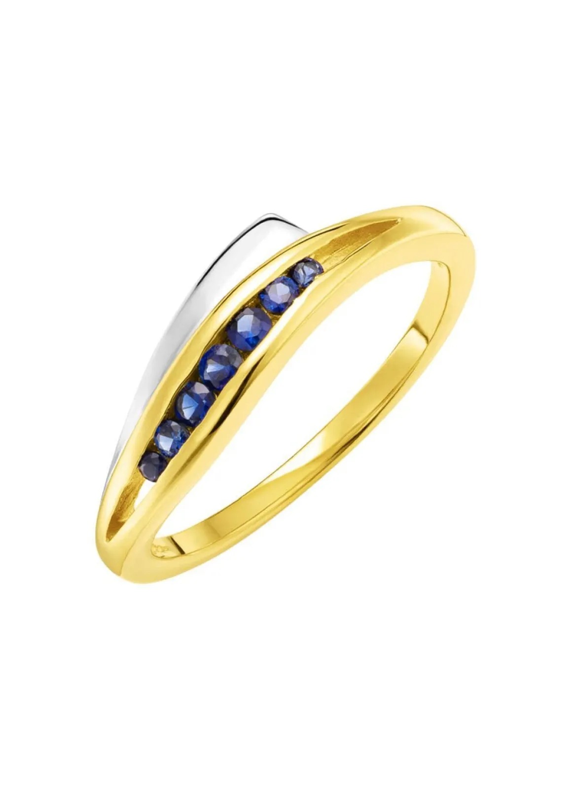 Damenring in Bicolor mit synth. Safir