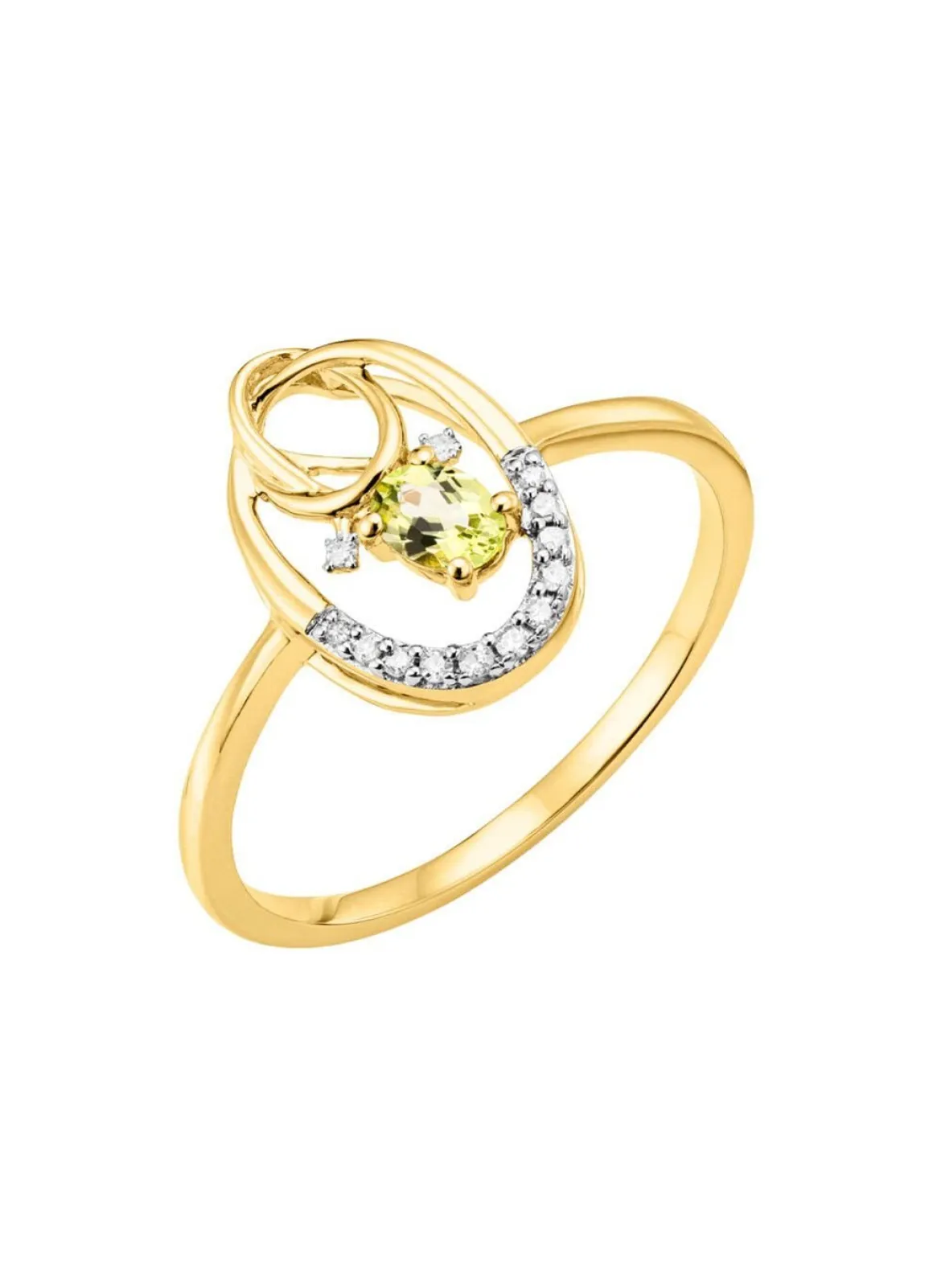 Damenring mit Brillanten und Peridot