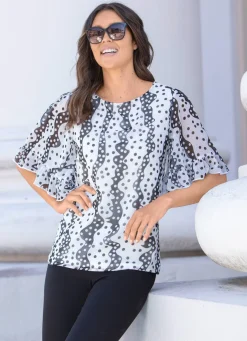 Doppellagiges Shirt mit Chiffon-Überwurf in 2 Farben
