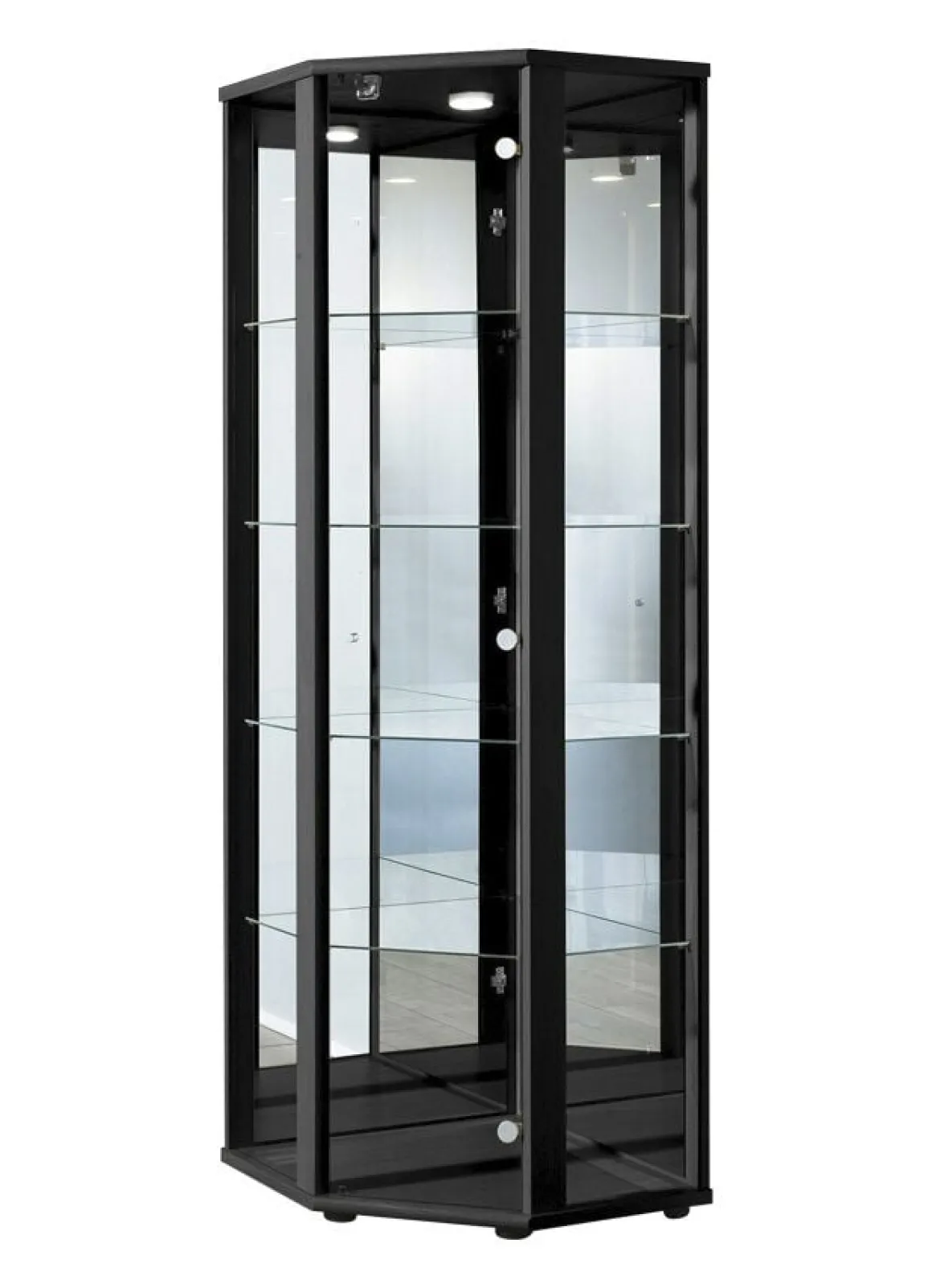 Eck-Vitrine mit LED-Beleuchtung
