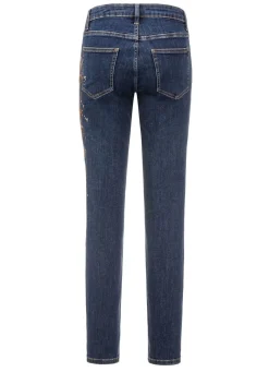 Edel-Jeans mit handbemalten, floralen Motiven