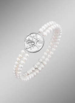 Elastisches 2-reihiges Armband mit Süßwasser-Zuchtperlen