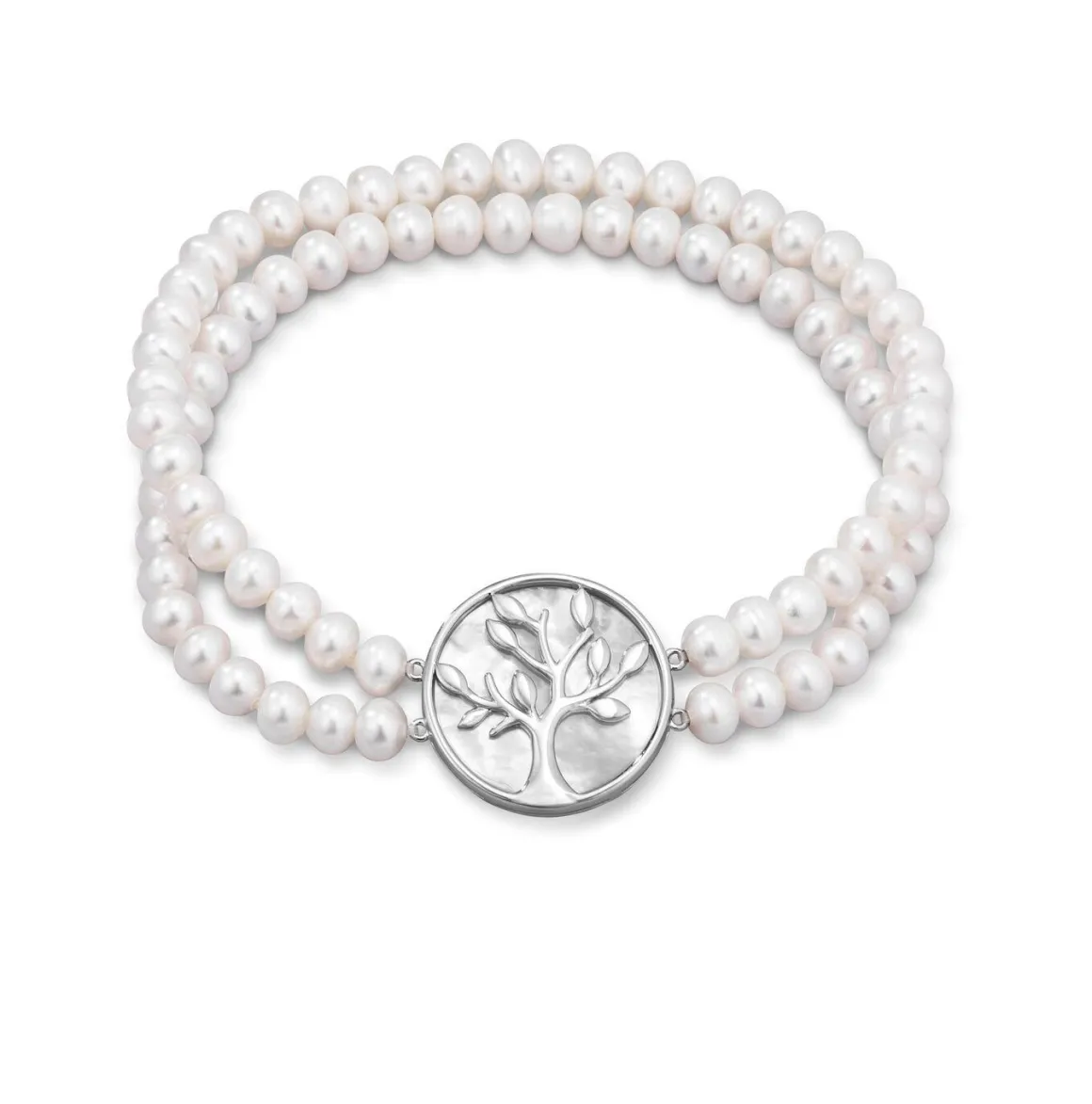 Elastisches 2-reihiges Armband mit Süßwasser-Zuchtperlen