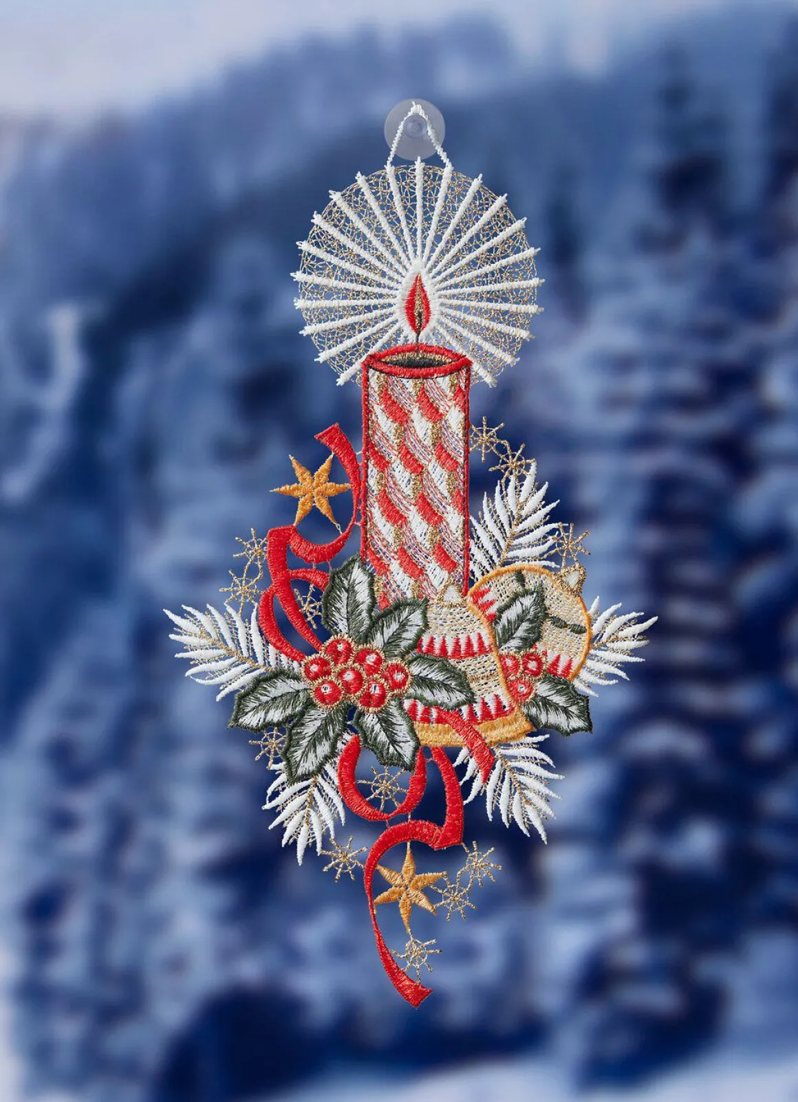 Fensterbild mit Weihnachtsgesteck-Motiv