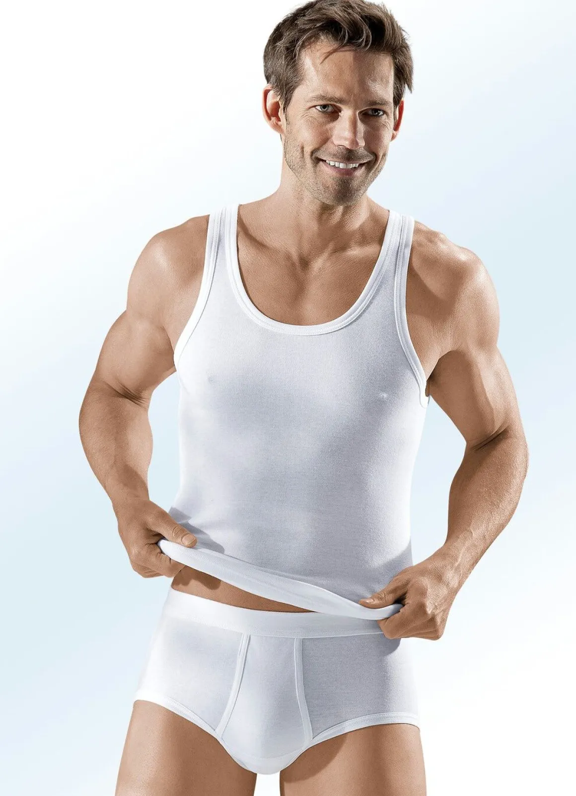 Fünferpack Sportjacken aus Feinripp, weiß