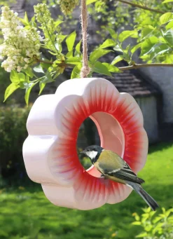 Futterstelle Mohnblume aus glasierter Keramik