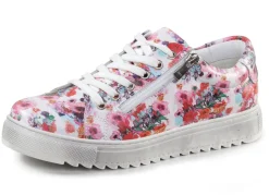 Gemini Schnür-Sneaker aus beschichtetem, floral bedrucktem Nappaleder