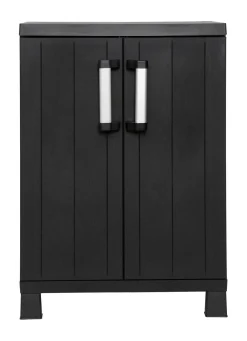Geräteschrank Garage mit Holzlamellen-Effekt