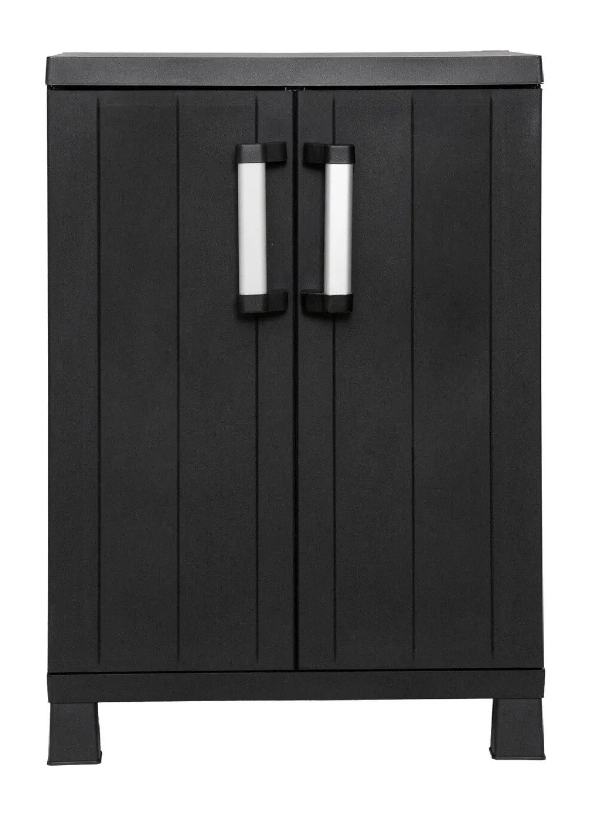 Geräteschrank Garage mit Holzlamellen-Effekt