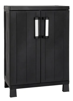 Geräteschrank Garage mit Holzlamellen-Effekt
