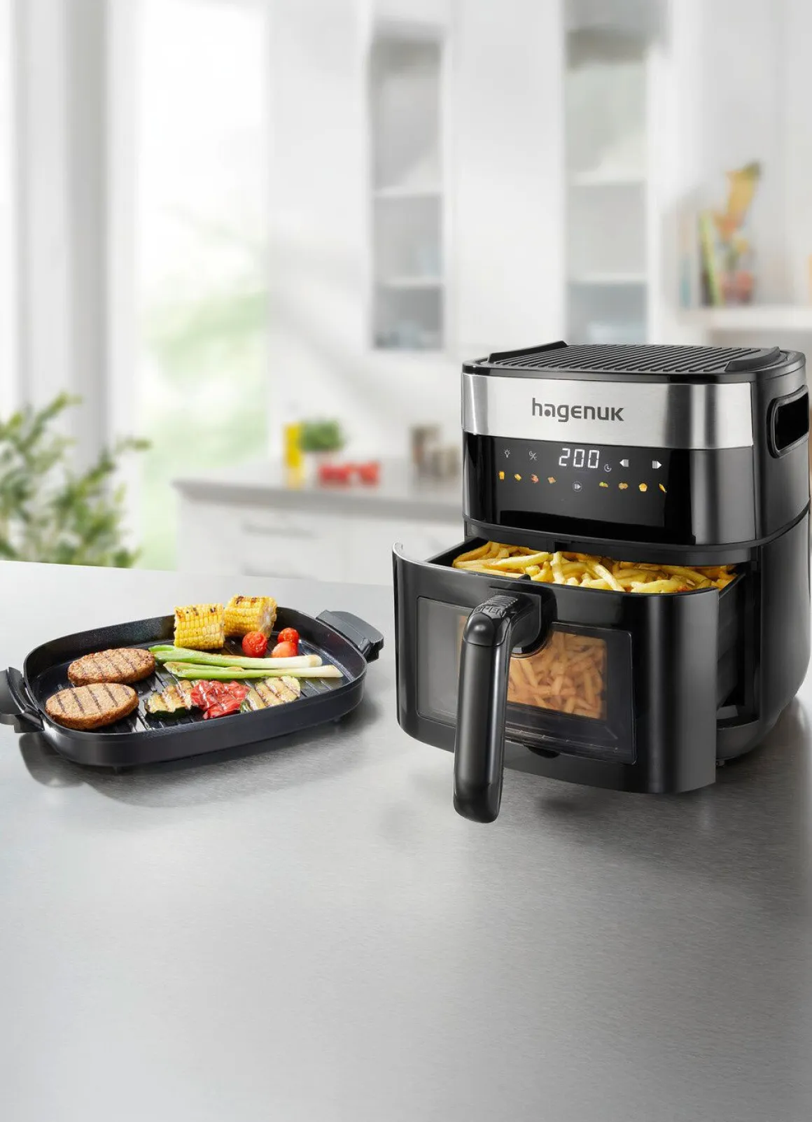 Heißluft-Fritteuse 2-in-1