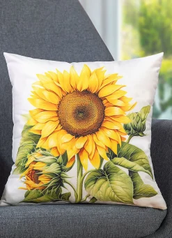 Herbstlicher Kissenbezug mit Sonnenblumen-Motiv