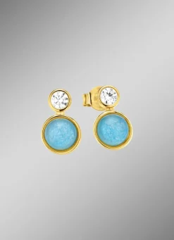 Himmlische Eleganz: Ohrstecker mit echten blauen Chalcedonen