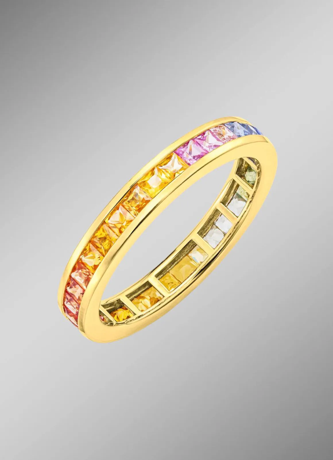 Hochwertiger Memoirering mit echten Safiren in Multicolor