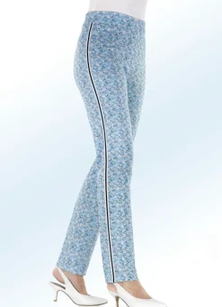 Hose mit aparter Floral-Dessinierung und effektvollem Zierband