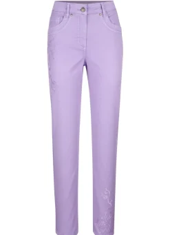 Hose mit floraler Stickerei