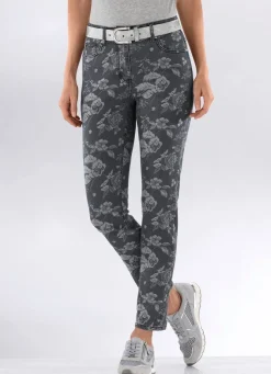 Jeans mit floraler Dessinierung