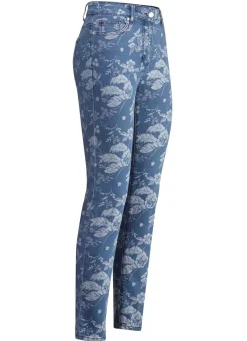 Jeans mit floraler Dessinierung