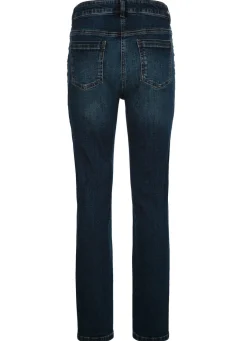 Jeans mit Glitzersteinchen und Ziernähten