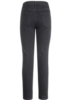 Jeans mit handbemalten, floralen Motiven